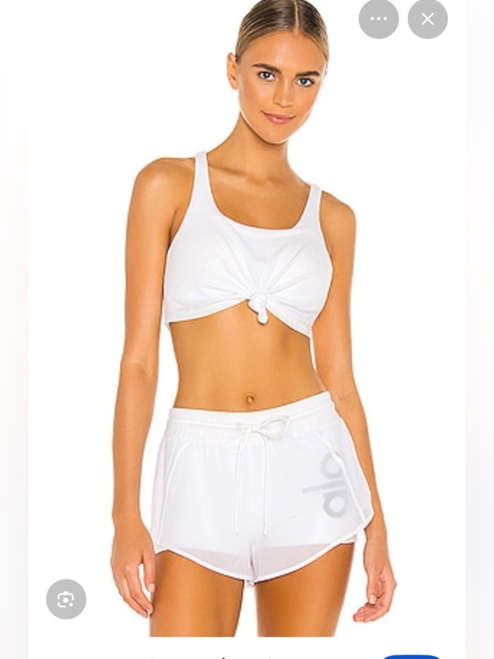 ALO Yoga White Knot Front Sports Bra